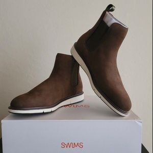 SWIMS New! Motion Chelsea Boots in Nubuck Leather Brown/Olive